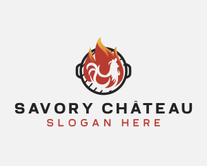 Flame Barbecue Chicken logo design