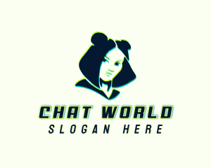 Glitch Woman DJ logo design