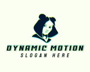 Glitch Woman DJ logo design