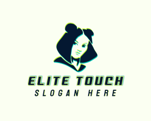 Glitch Woman DJ logo design