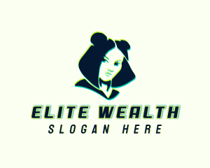 Glitch Woman DJ logo design