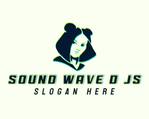 Glitch Woman DJ logo design