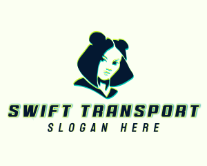 Glitch Woman DJ logo design