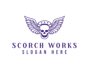 Skull Winged Pilot logo design