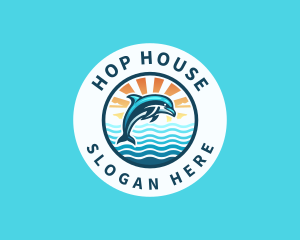 Ocean Dolphin Sunset Logo