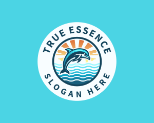 Ocean Dolphin Sunset Logo