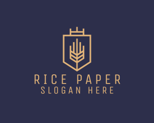 Geometric Wheat Crest logo design