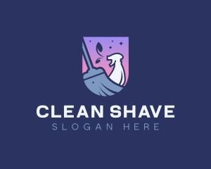 Broom Spray Bottle Cleaning logo design