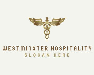 Caduceus Staff Medical Health logo design