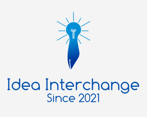 Blue Lightbulb Pen logo design