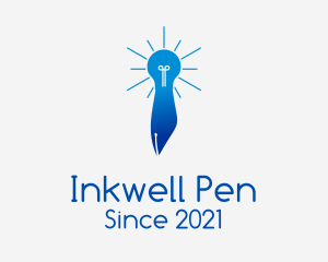 Blue Lightbulb Pen logo design