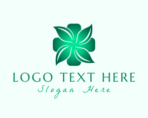 Green Gradient Leaves Cross logo