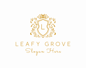 Royal Leaf Crest Crown logo design