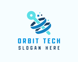 Blue Technology Orbit logo design