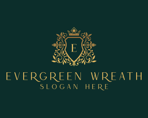 Golden Vine Wreath Shield logo design