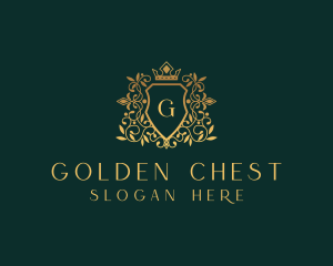 Golden Vine Wreath Shield logo design