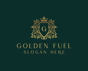 Golden Vine Wreath Shield logo design