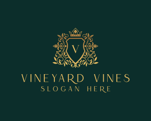 Golden Vine Wreath Shield logo design