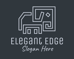 Gray Elephant Line Art logo design