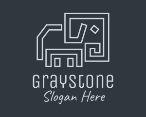 Gray Elephant Line Art logo