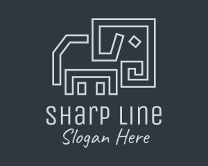 Gray Elephant Line Art logo design