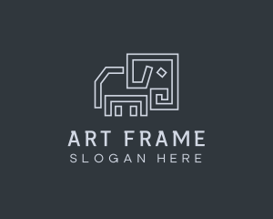 Gray Elephant Line Art logo design