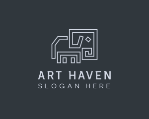 Gray Elephant Line Art logo design