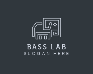 Gray Elephant Line Art logo design