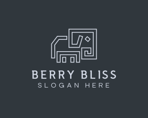 Gray Elephant Line Art logo design