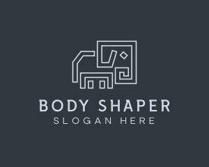 Gray Elephant Line Art logo design