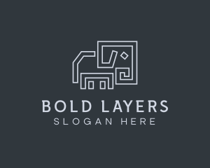 Gray Elephant Line Art logo design