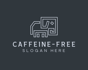 Gray Elephant Line Art logo design