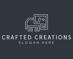 Gray Elephant Line Art logo design