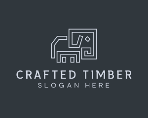 Gray Elephant Line Art logo design