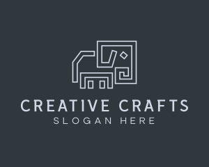 Gray Elephant Line Art logo design