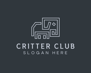 Gray Elephant Line Art logo design