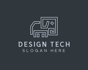 Gray Elephant Line Art logo design