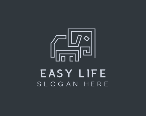 Gray Elephant Line Art logo design