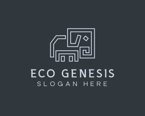 Gray Elephant Line Art logo design