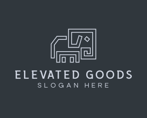 Gray Elephant Line Art logo design