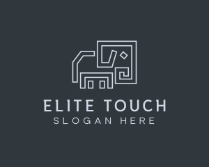 Gray Elephant Line Art logo design