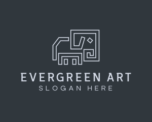 Gray Elephant Line Art logo design