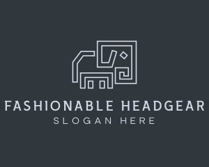 Gray Elephant Line Art logo design