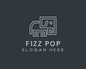 Gray Elephant Line Art logo design