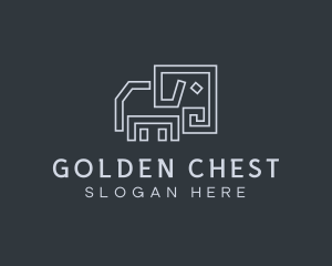 Gray Elephant Line Art logo design