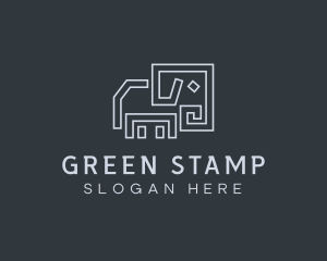 Gray Elephant Line Art logo design