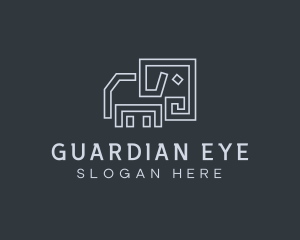 Gray Elephant Line Art logo design