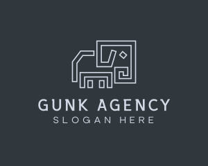 Gray Elephant Line Art logo design