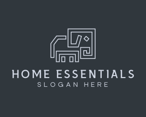 Gray Elephant Line Art logo design