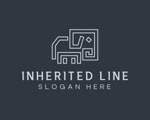 Gray Elephant Line Art logo design